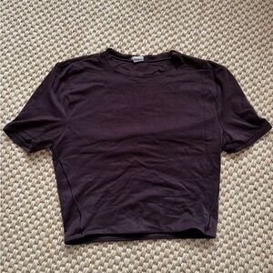 lululemon athletica Dark Brown Short Sleeve Crop Tee